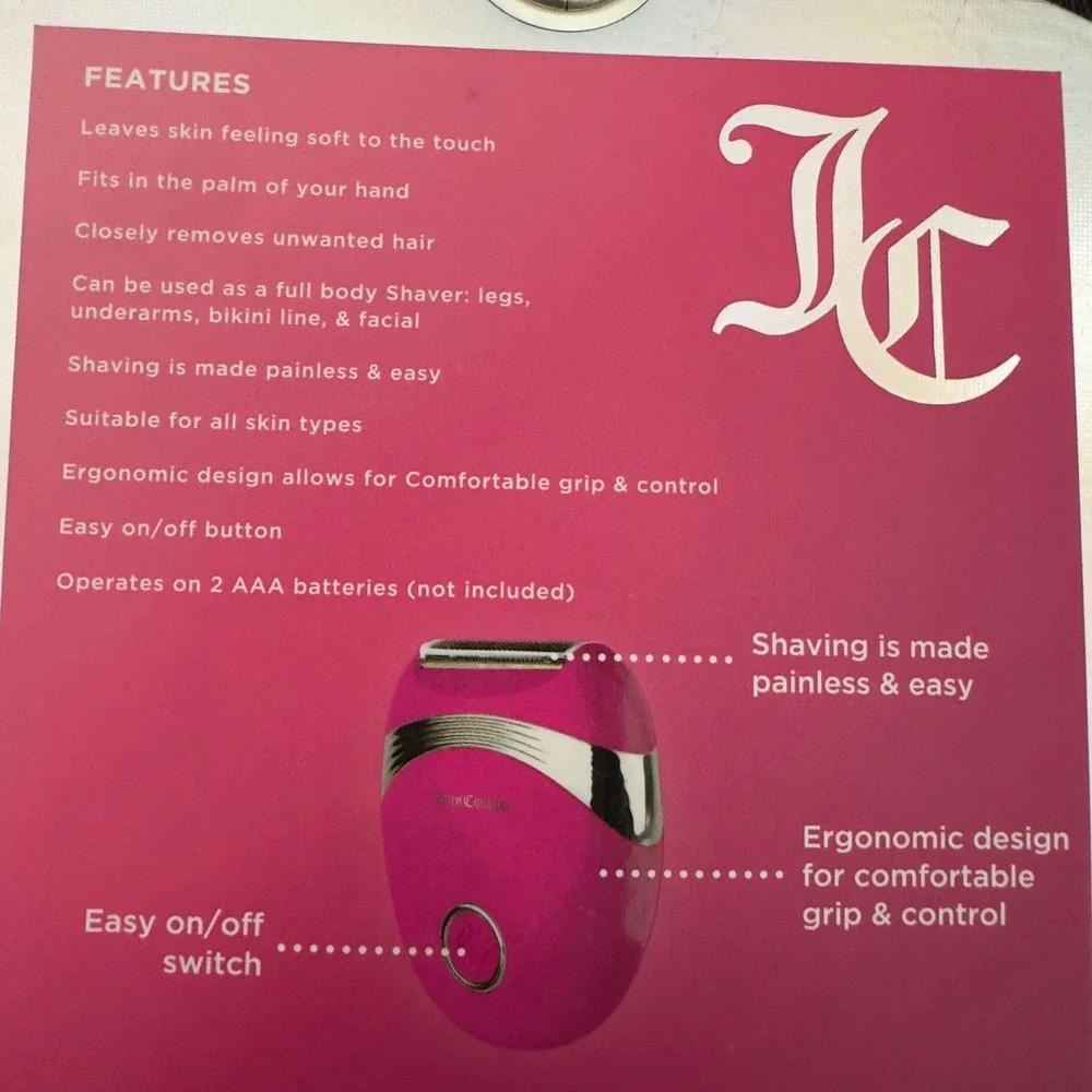 NEW Juicy Couture Handheld Painless Ladies Shaver‎ Hot Pink